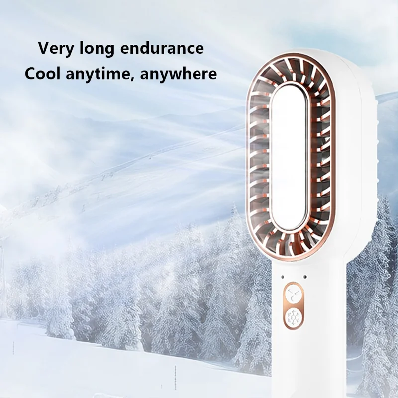 F52 Dual Blade Mini Desktop Fan Semiconductor Cooling Portable Handheld Fan - White
