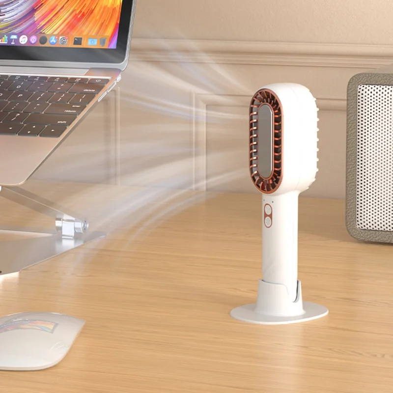 F52 Dual Blade Mini Desktop Fan Semiconductor Cooling Portable Handheld Fan - White
