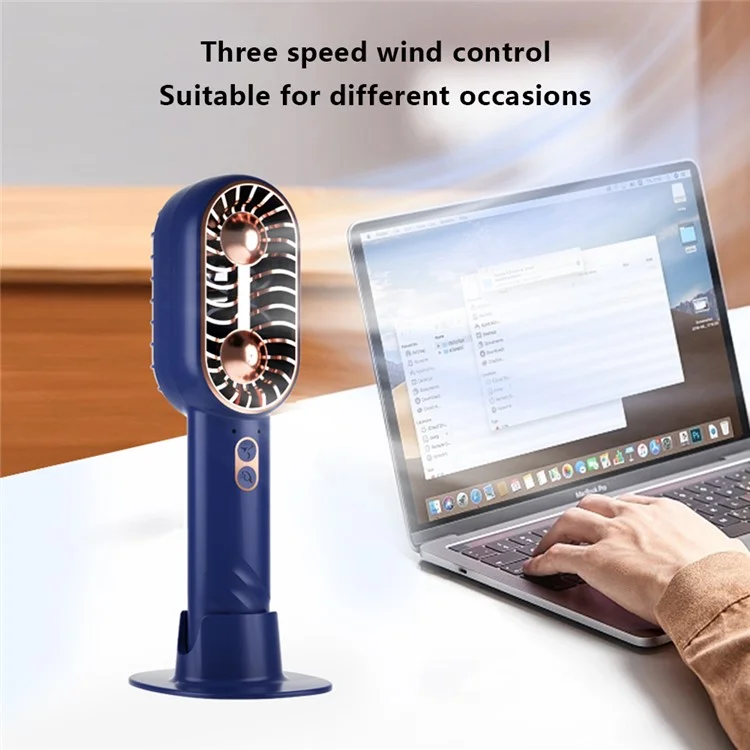 F53 Mini Desktop Fan Three Gears Dual Blade Portable Handheld Fan, Standard Version - Pink