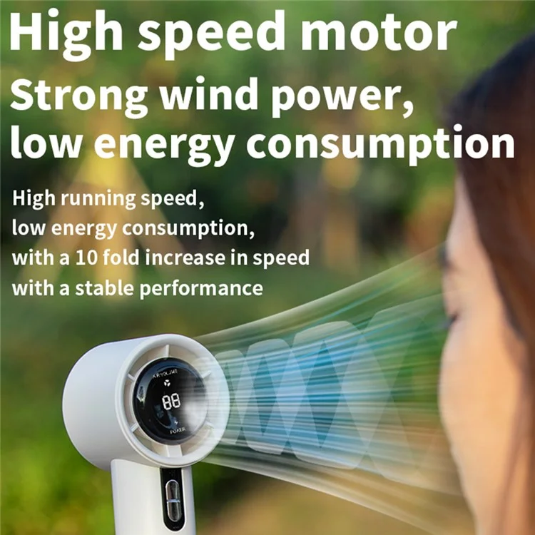 WX638 Rechargeable Cooling Fan 100 Wind Speeds High Speed Turbine Handheld Fan - White