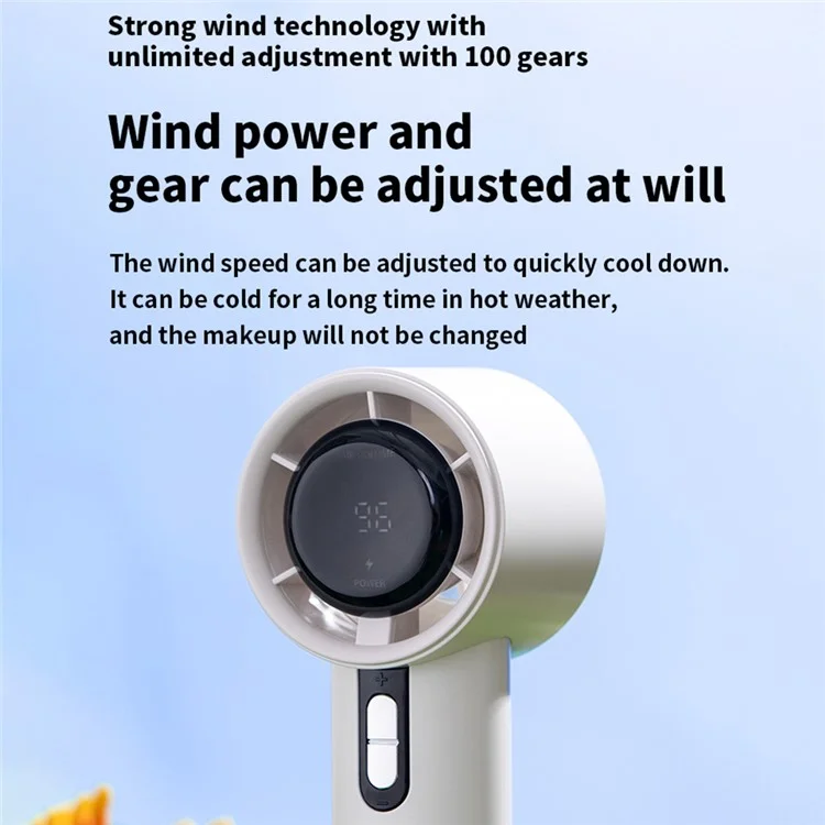 WX638 Rechargeable Cooling Fan 100 Wind Speeds High Speed Turbine Handheld Fan - White