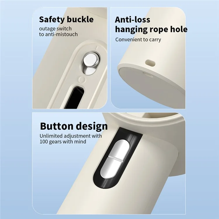 WX638 Rechargeable Cooling Fan 100 Wind Speeds High Speed Turbine Handheld Fan - White