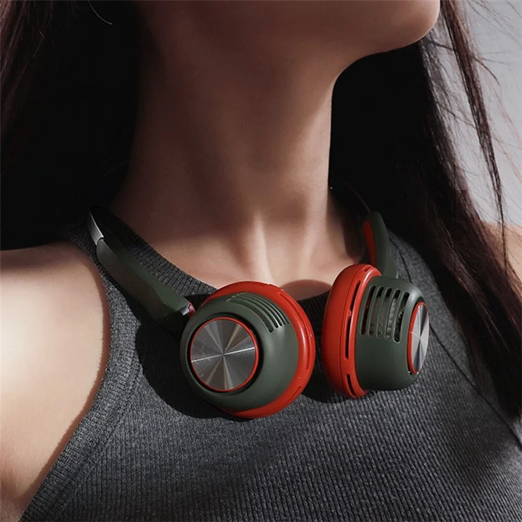 MF088 Rechargeable Hanging Neck Cooling Fan Portable 5 Wind Speeds Summer Fan - Green