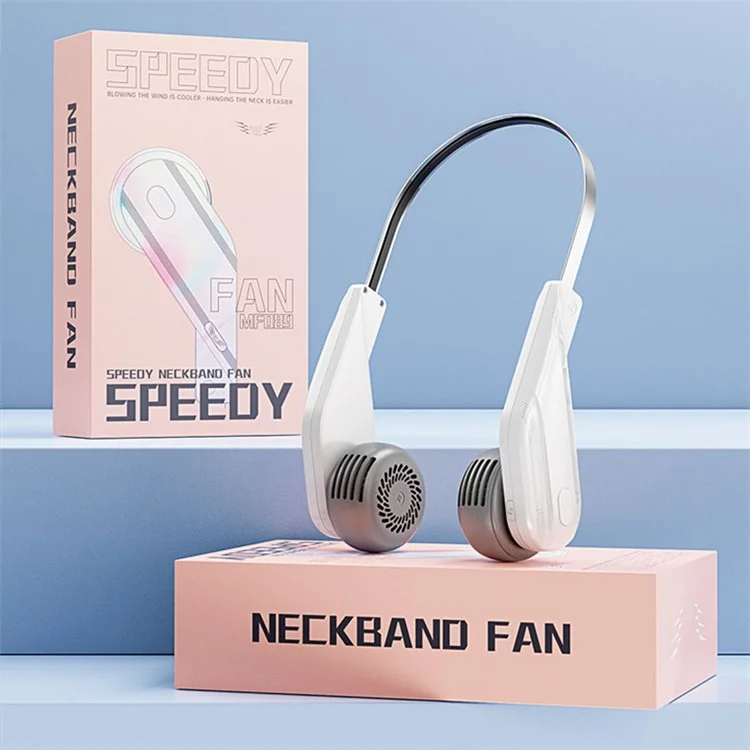MF089 Summer Neck Hanging Fan 5 Speeds Brushless Motor Neckband Cooling Fan - Pink