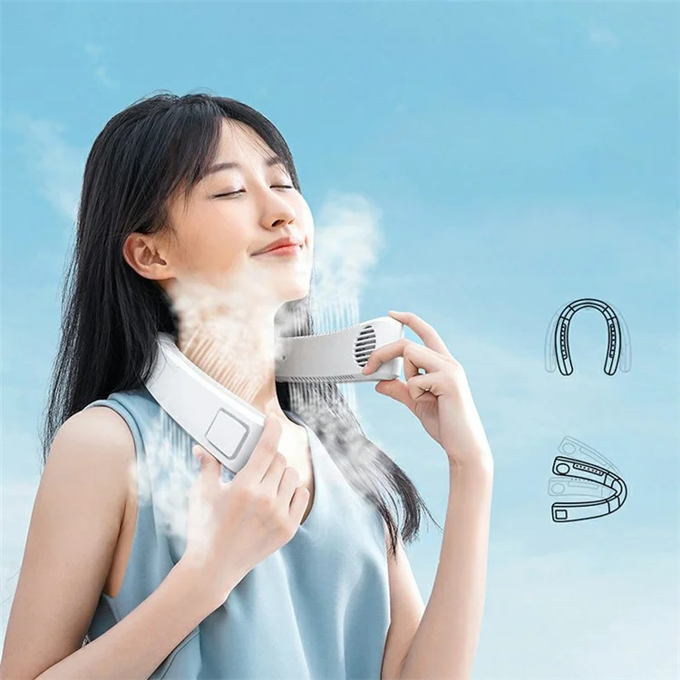 F54 Lazy Portable USB Cooling Fan Neck-Mounted Fan - White