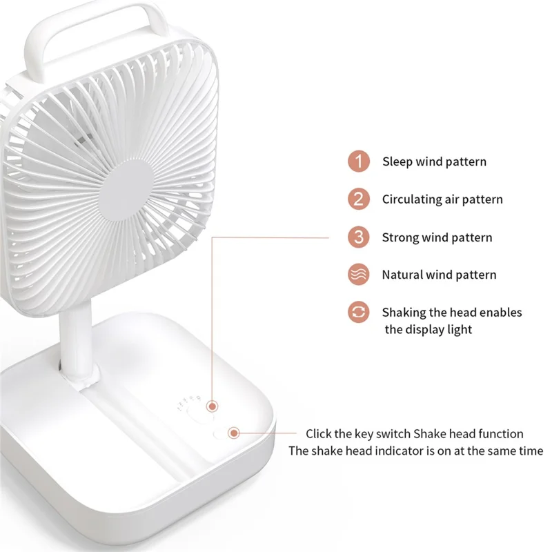 BENWIS HA-FDF Mini Desktop Fan Foldable Retractable Summer Cooling Fan - Pink