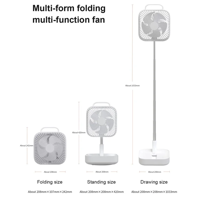 BENWIS HA-FDF Mini Desktop Fan Foldable Retractable Summer Cooling Fan - Pink