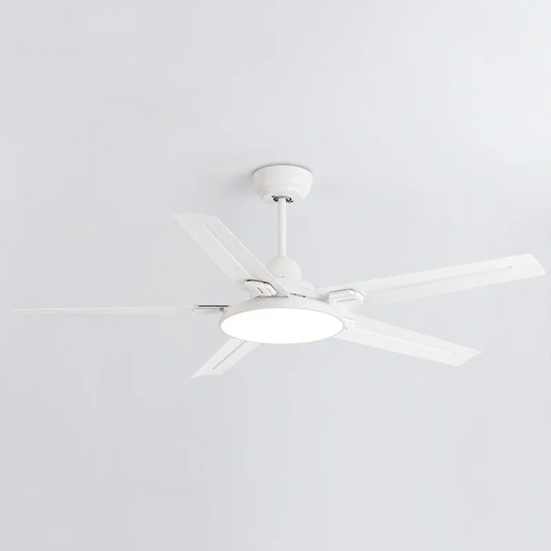 132CM Home Ceiling Fan Cooler with Light + English Remote Control (No Battery) - White Iron Blade