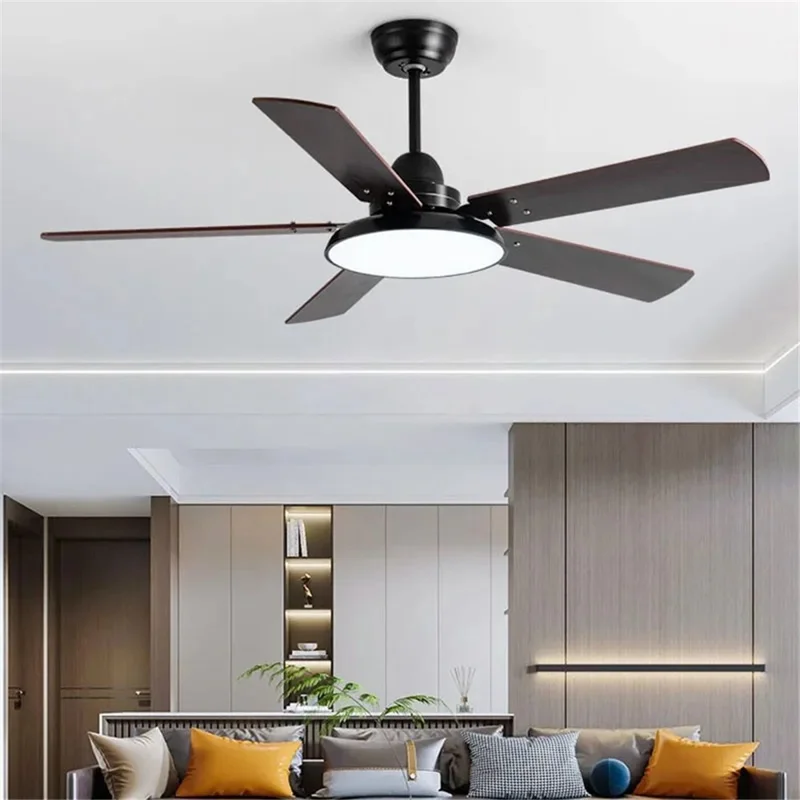 132CM Home Ceiling Fan Cooler with Light + English Remote Control (No Battery) - White Iron Blade