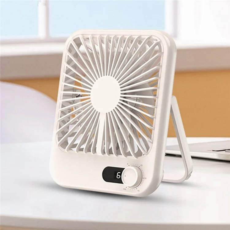101 1-100 Engranajes Regulador de Velocidad Silencioso Ventilador de Escritorio con Soporte Triangular (Certificado CE / FCC) - Beige