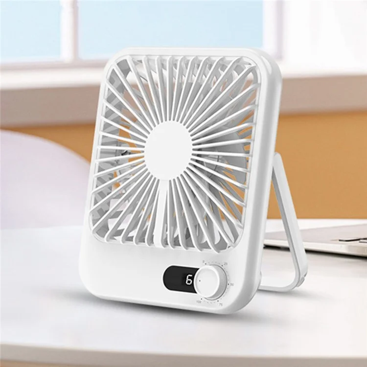 101 1-100 Gears Stepless Speed Silent Desk Fan with Triangular Support (CE / FCC Certified) - Blanc