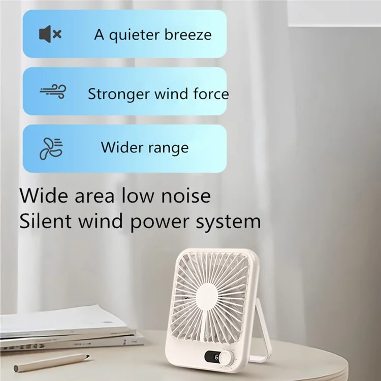 101 1-100 Gears Stepless Speed Silent Desk Fan with Triangular Support (CE / FCC Certified) - Blanc