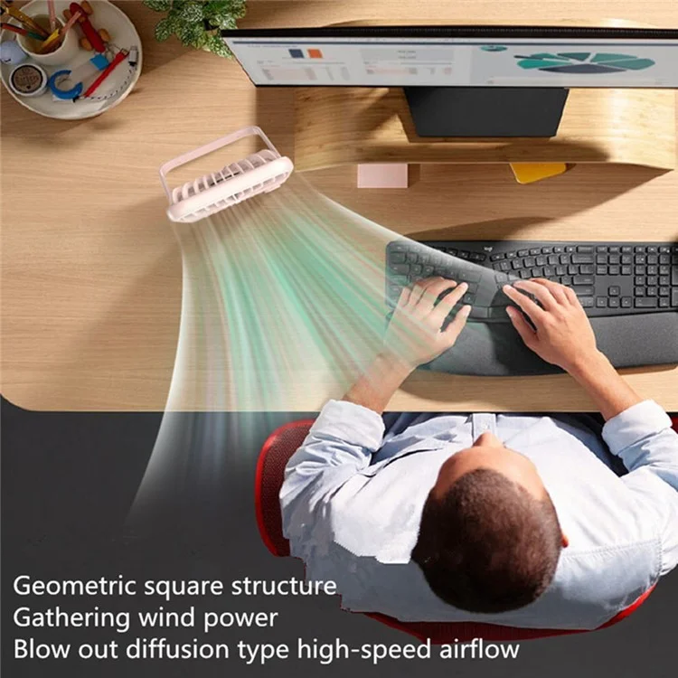 101 1-100 Gears Stepless Speed Silent Desk Fan with Triangular Support (CE / FCC Certified) - Blanc