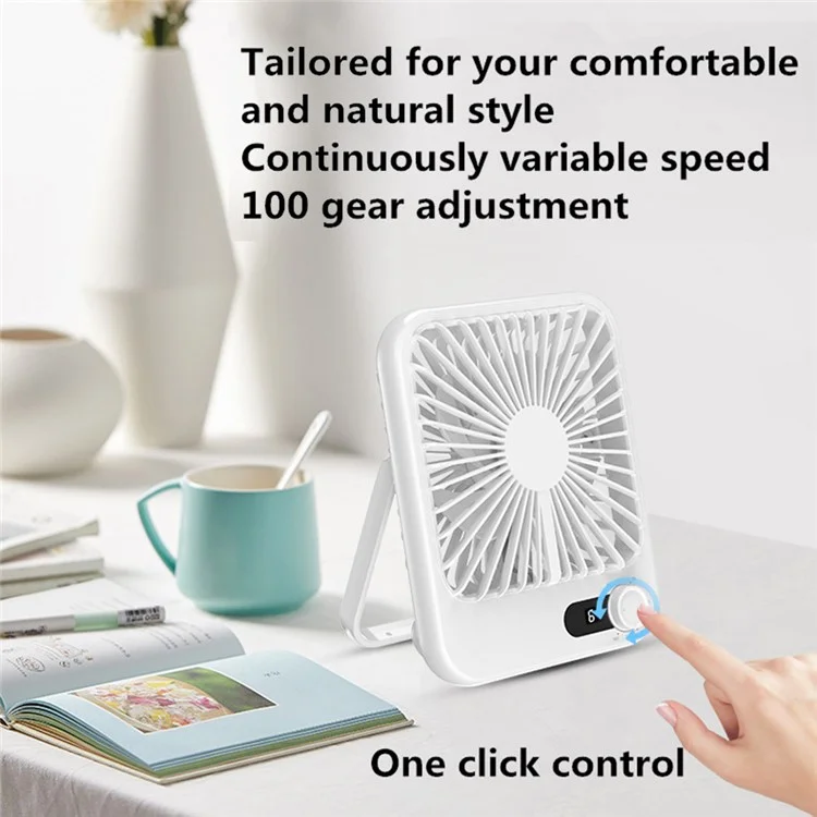 101 1-100 Gears Stepless Speed Silent Desk Fan with Triangular Support (CE / FCC Certified) - Blanc