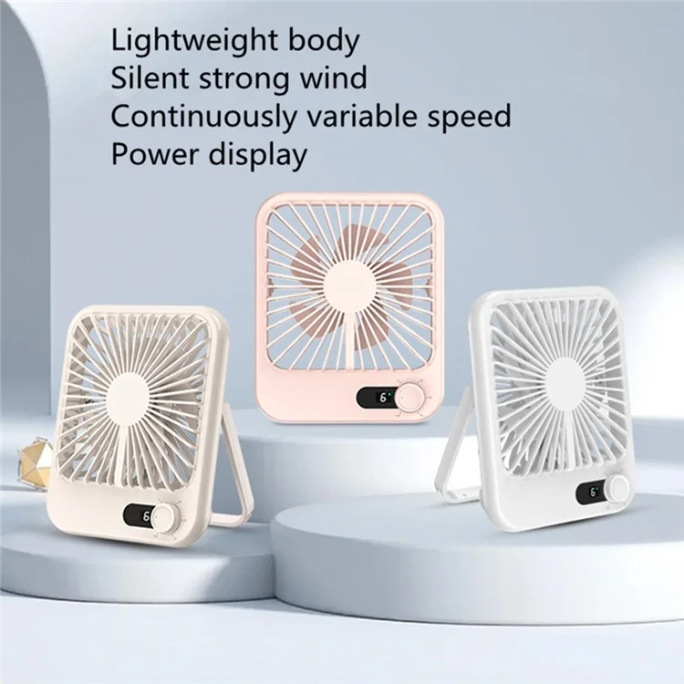 101 1-100 Gears Stepless Speed Silent Desk Fan with Triangular Support (CE / FCC Certified) - Blanc