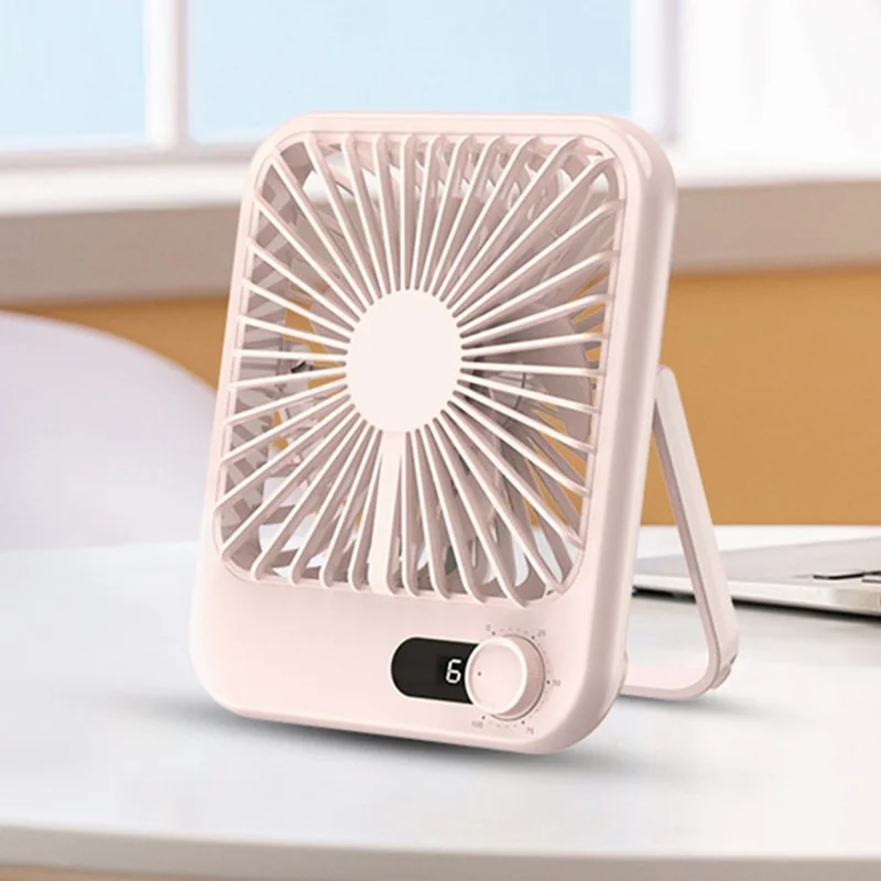101 1-100 Gears Stepless Speed Silent Desk Fan with Triangular Support (CE / FCC Certified) - Pink