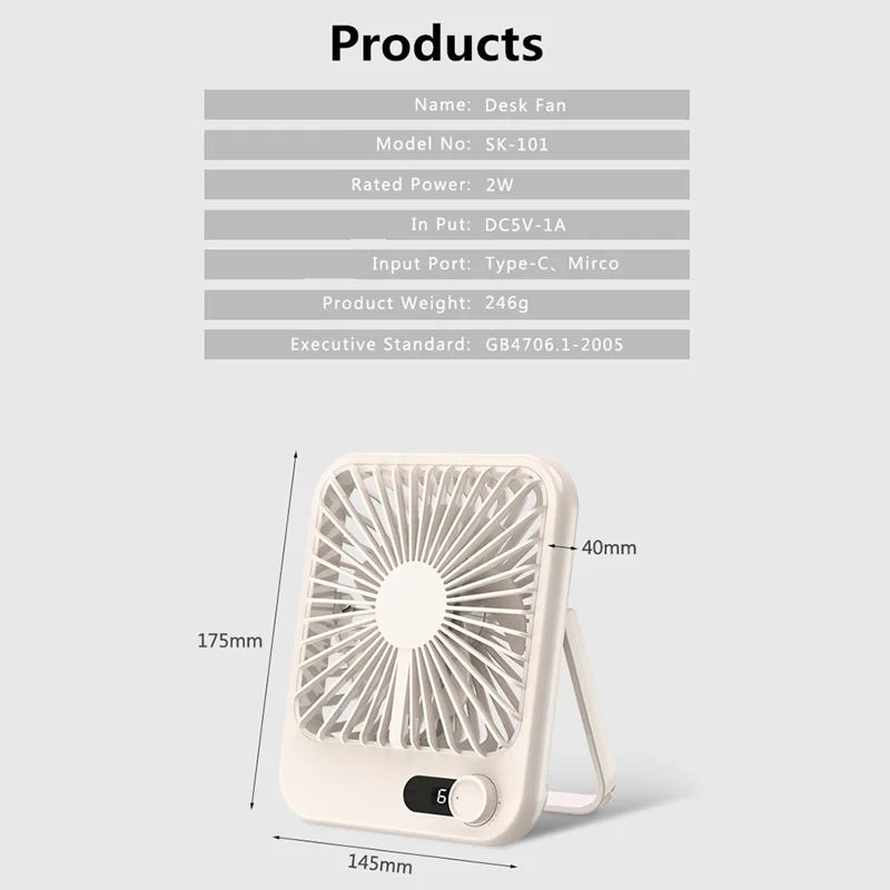 101 1-100 Gears Stepless Speed Silent Desk Fan with Triangular Support (CE / FCC Certified) - Pink