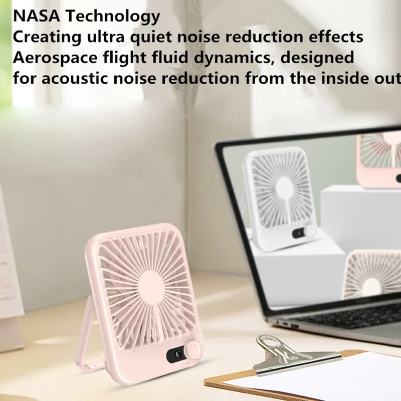 101 1-100 Gears Stepless Speed Silent Desk Fan with Triangular Support (CE / FCC Certified) - Pink