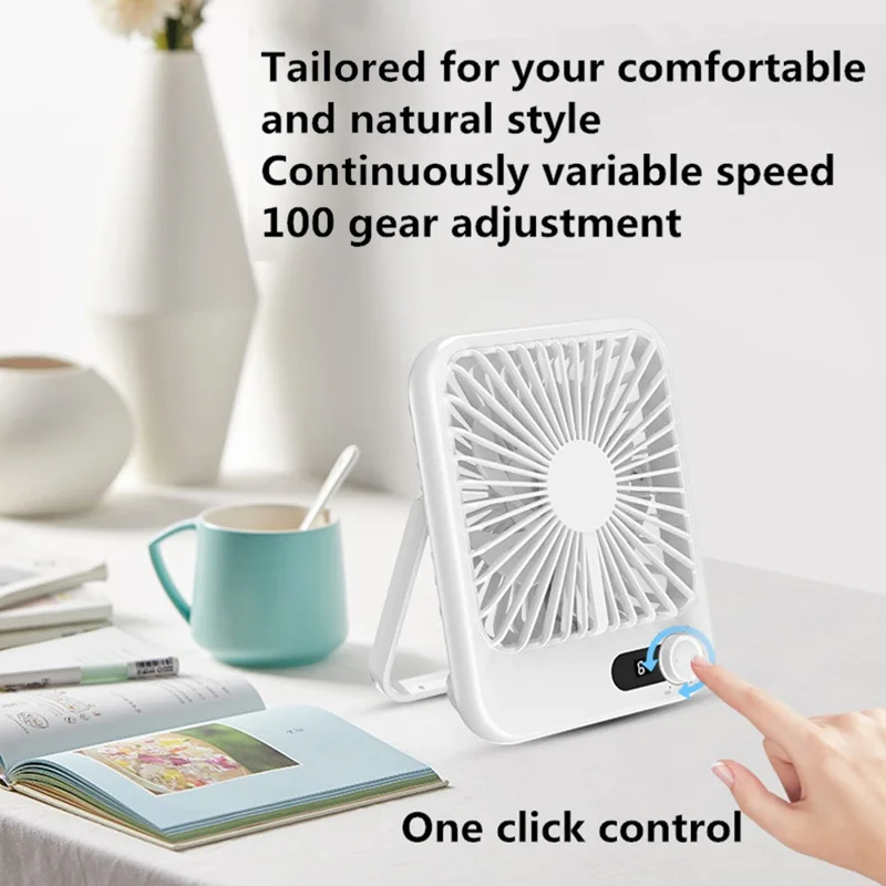 101 1-100 Gears Stepless Speed Silent Desk Fan with Triangular Support (CE / FCC Certified) - Pink