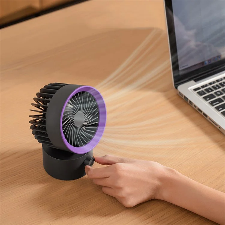 TGVI's LLD-F87 Portable Desktop Fan Auto Rotating Cooling Fan with Long Battery Life - Grey Purple