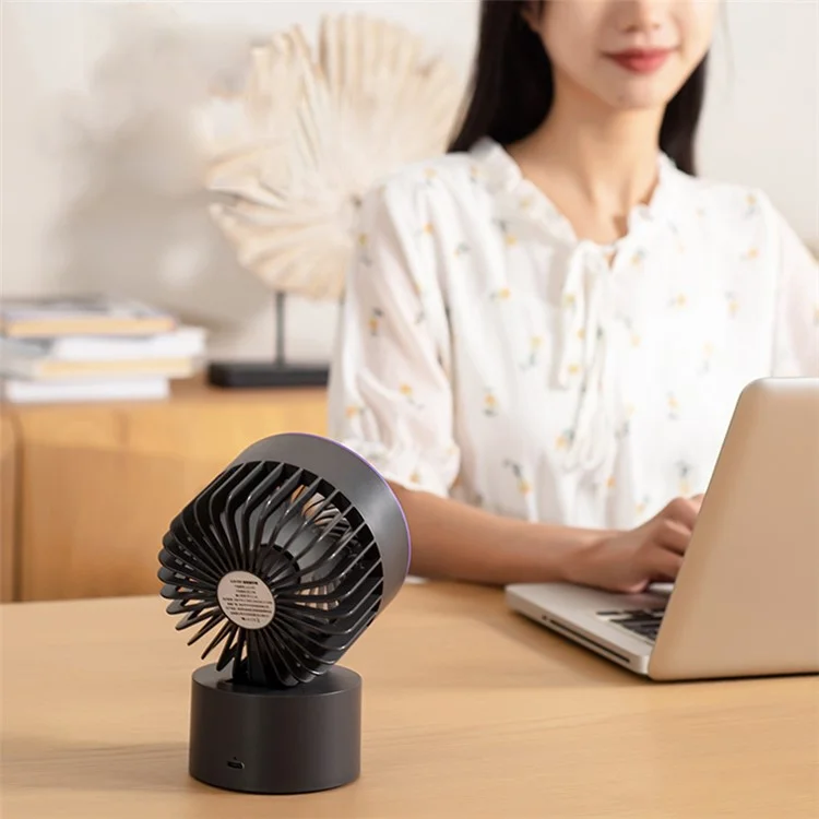 TGVI's LLD-F87 Portable Desktop Fan Auto Rotating Cooling Fan with Long Battery Life - Grey Purple
