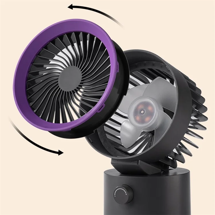 TGVI's LLD-F87 Portable Desktop Fan Auto Rotating Cooling Fan with Long Battery Life - Grey Purple