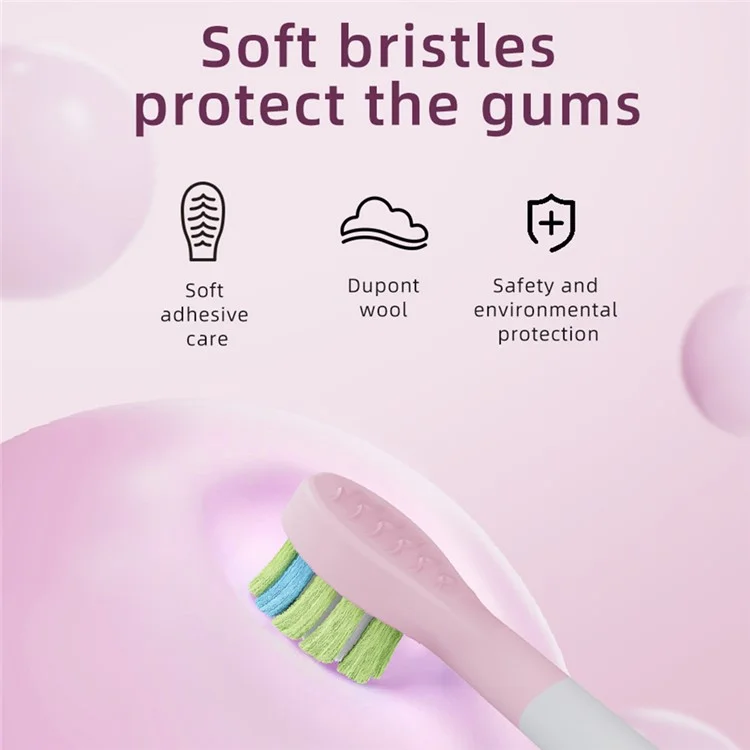 Brosse à dents électrique sonique K5 pour enfants avec 4 têtes de brosse de rechange et 3 modes - Rose