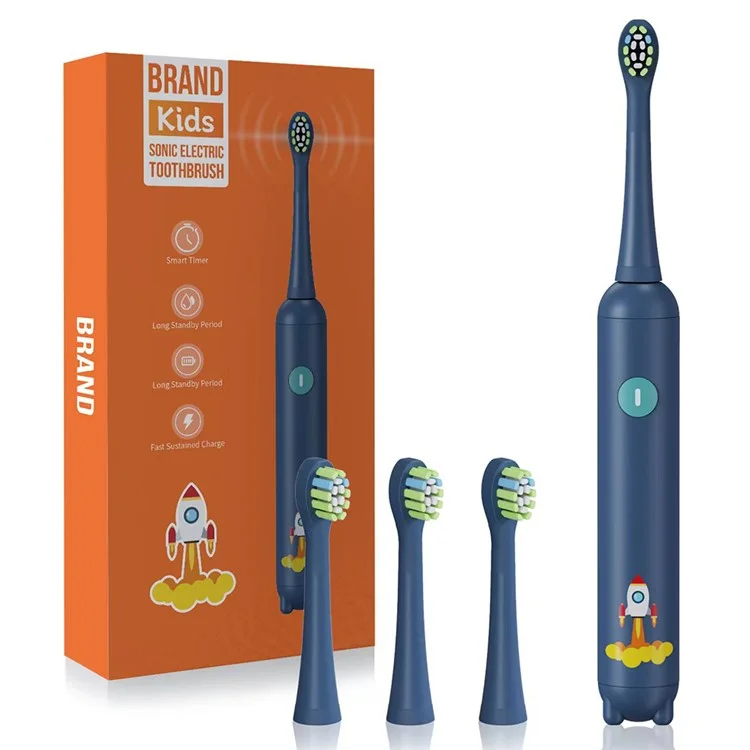 Cepillo de dientes eléctrico para niños K5 Sonic con 4 cabezales de repuesto y 3 modos - Azul