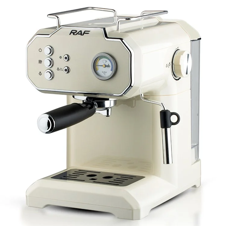RAF R.104 EU Plug Espresso Machine Milk Frother Semi-Automatic Latte Coffee Maker (BPA-Free, No FDA) - White