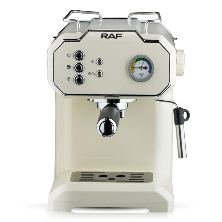 RAF R.104 EU Plug Espresso Machine Milk Frother Semi-Automatic Latte Coffee Maker (BPA-Free, No FDA) - White