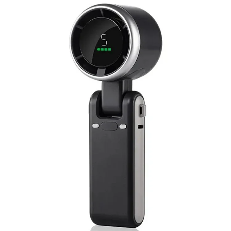 N607 Portable Rechargeable Cooling Fan 5 Wind Speeds Summer Turbine Handheld Fan - Black