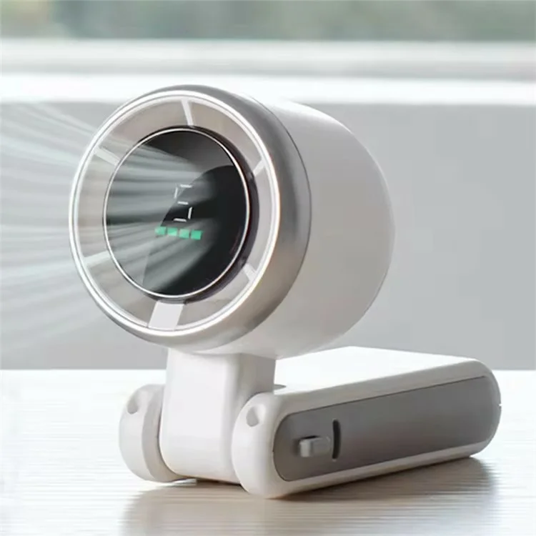 N607 Portable Rechargeable Cooling Fan 5 Wind Speeds Summer Turbine Handheld Fan - Black