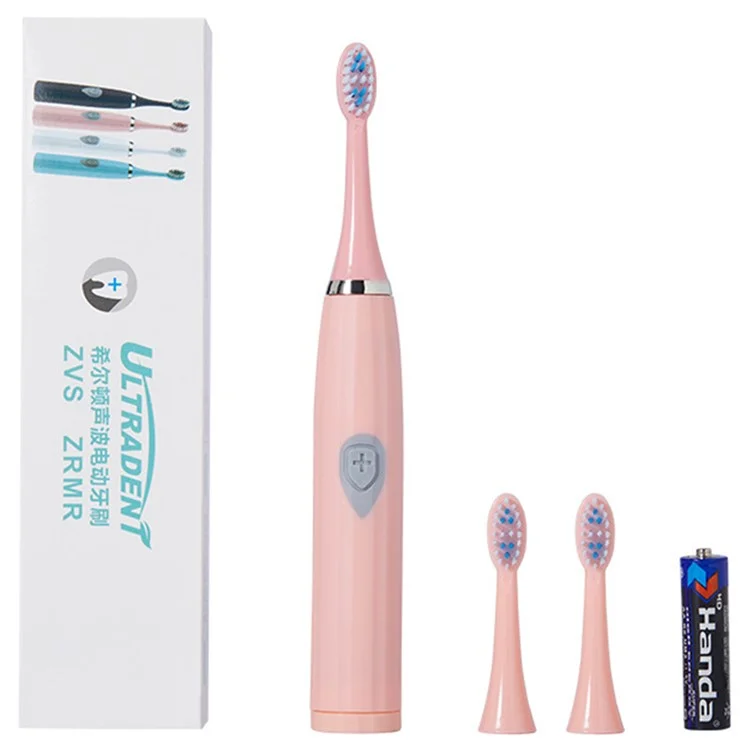 ULTRADENT E802 Cepillo de dientes eléctrico impermeable para adultos, cerdas suaves, eléctrico, con pilas (sin certificación FDA, sin BPA) - Rosa