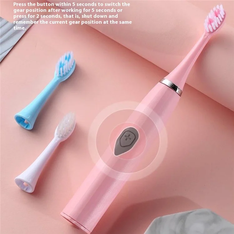 ULTRADENT E802 Cepillo de dientes eléctrico impermeable para adultos, cerdas suaves, eléctrico, con pilas (sin certificación FDA, sin BPA) - Rosa