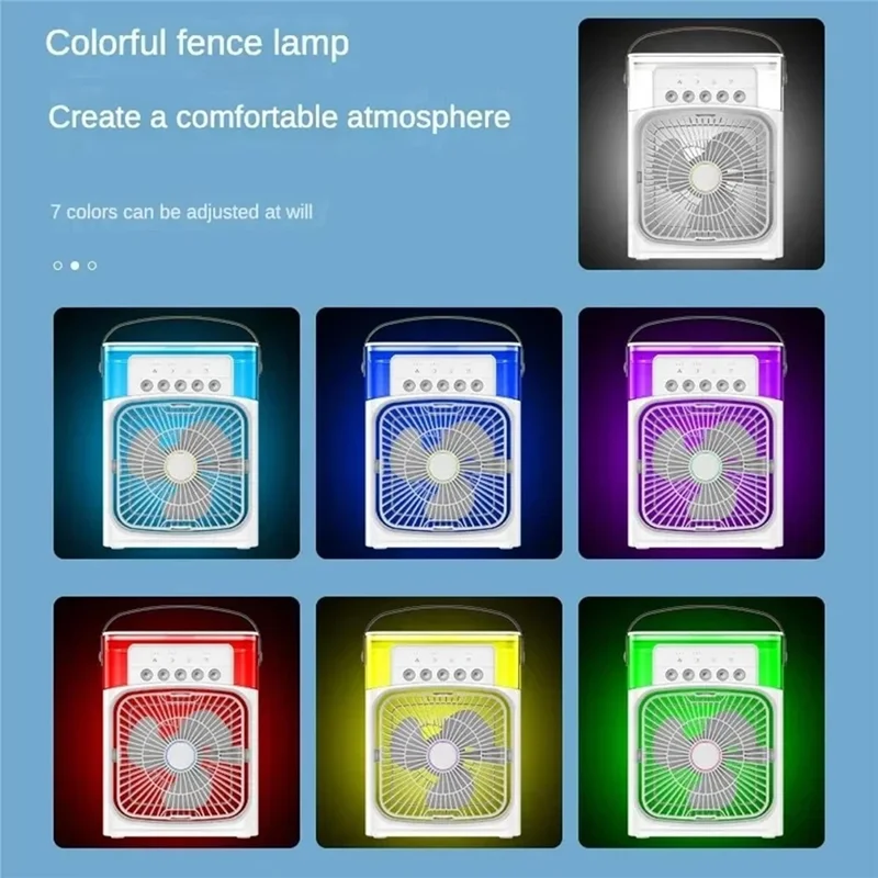 5-Hole Humidifier Desktop Mini Mist Diffuser Cooling Fan with 7-Color Night Light - Green