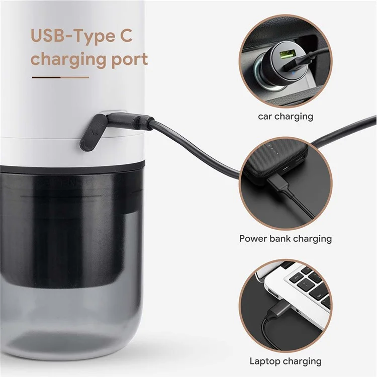 Portable Espresso Machine 2 in 1 Cordless Travel Coffee Maker for Car / Outdoor Use - White