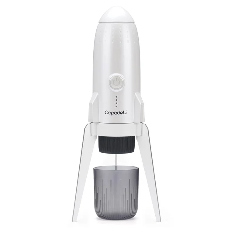 3 in 1 Capsule Espresso Machine Portable Coffee Maker Rocket Shaped Wireless Heated - White