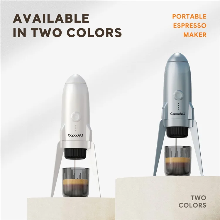 3 in 1 Capsule Espresso Machine Portable Coffee Maker Rocket Shaped Wireless Heated - White