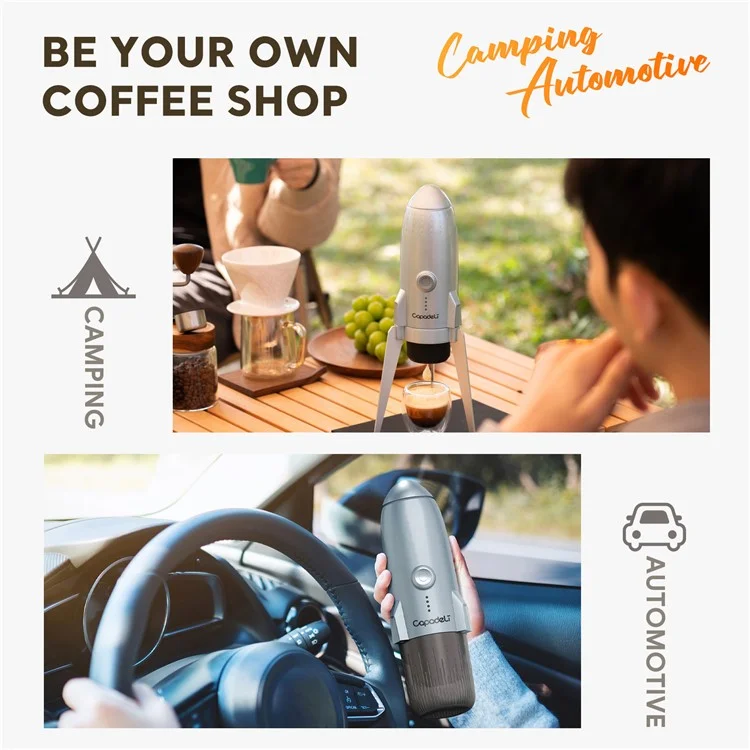 3 in 1 Capsule Espresso Machine Portable Coffee Maker Rocket Shaped Wireless Heated - White