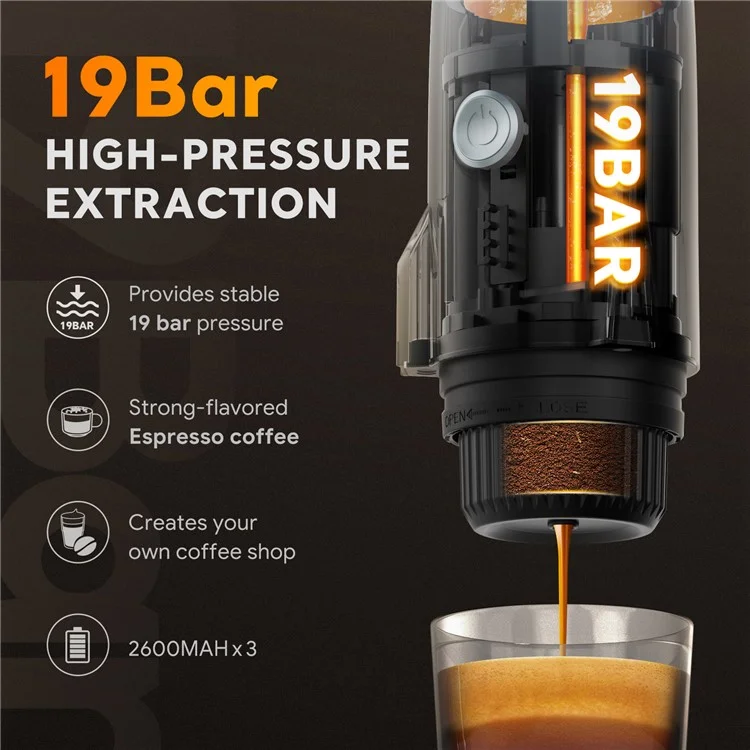 3 in 1 Capsule Espresso Machine Portable Coffee Maker Rocket Shaped Wireless Heated - White