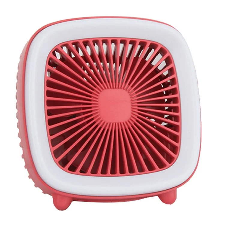Ventilateur de bureau FC-6352 mini USB rechargeable à 3 vitesses avec éclairage LED - Rouge