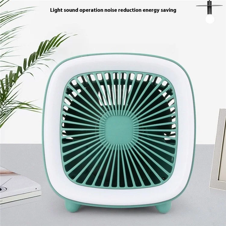 Ventilateur de bureau FC-6352 mini USB rechargeable à 3 vitesses avec éclairage LED - Rouge