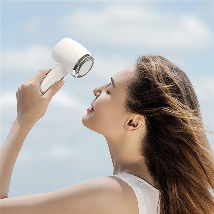 WT13 Portable Cold Compress Cooling Fan with Carabiner for Outdoor Travel Home Office Use - White