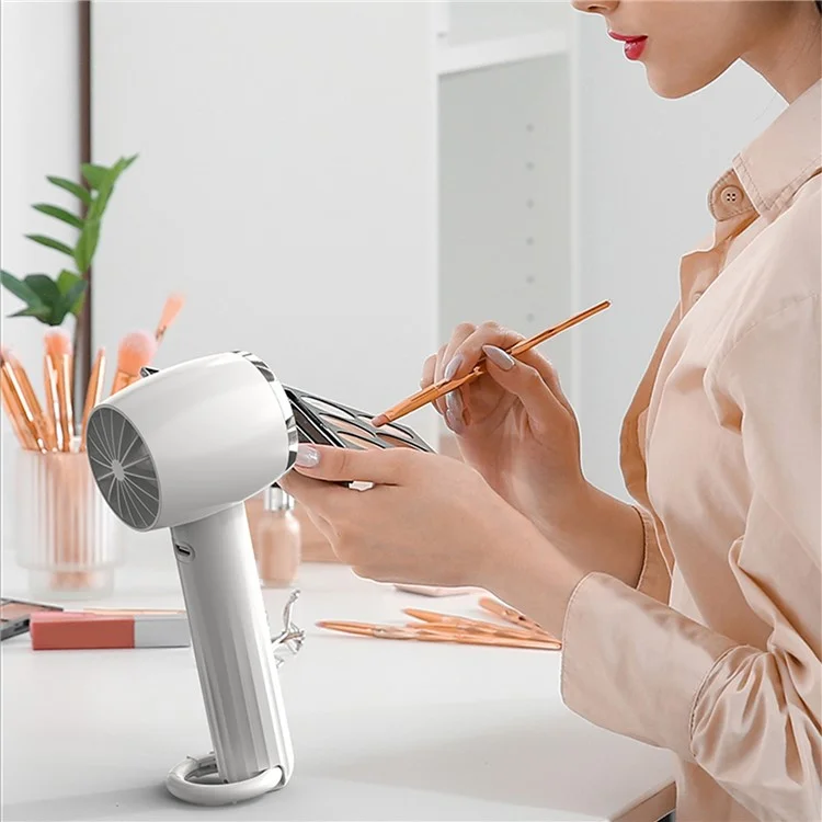WT13 Portable Cold Compress Cooling Fan with Carabiner for Outdoor Travel Home Office Use - White