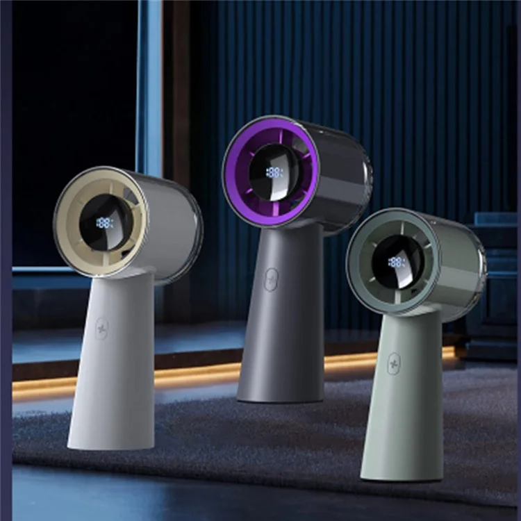 Ventilador de escritorio portátil de alta velocidad con pantalla digital - Gris oscuro