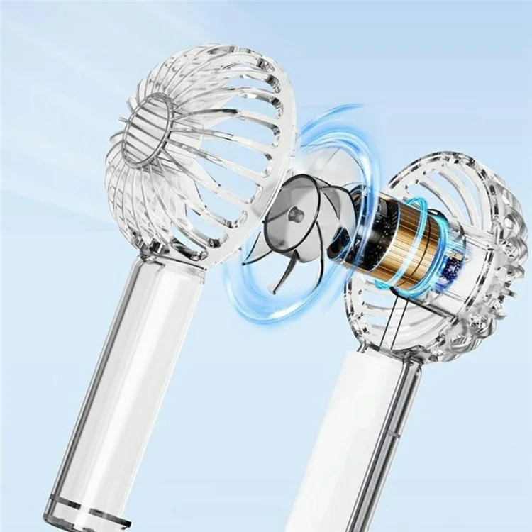 Y53 RGB Lighting Transparent Handheld Fan 3 Speeds Adjustable Portable Turbo Fan with Hook - White