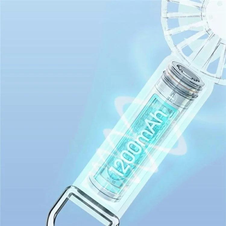 Y53 RGB Lighting Transparent Handheld Fan 3 Speeds Adjustable Portable Turbo Fan with Hook - White