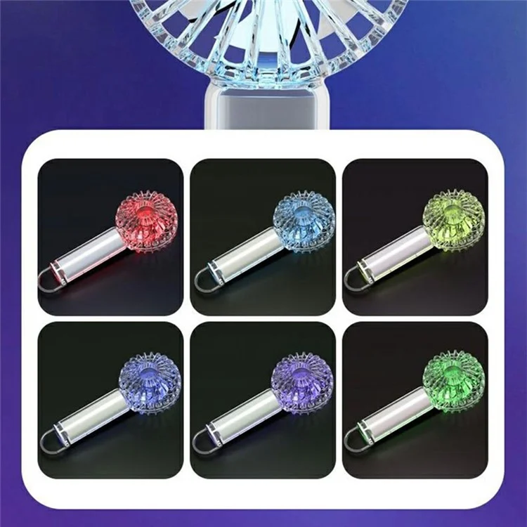 Y53 RGB Lighting Transparent Handheld Fan 3 Speeds Adjustable Portable Turbo Fan with Hook - White