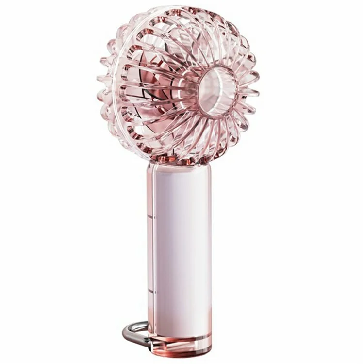 Y53 RGB Lighting Transparent Handheld Fan 3 Speeds Adjustable Portable Turbo Fan with Hook - Pink