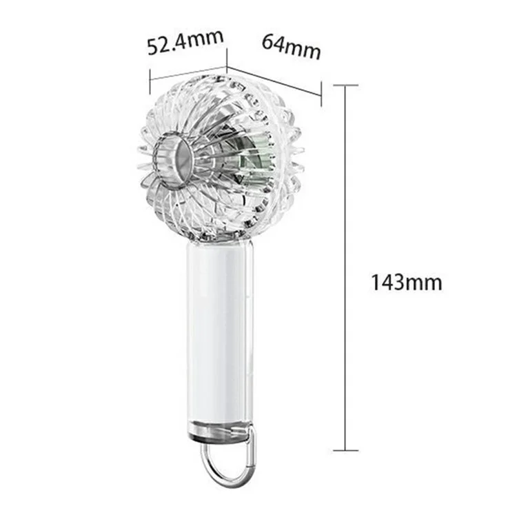Y53 RGB Lighting Transparent Handheld Fan 3 Speeds Adjustable Portable Turbo Fan with Hook - Pink
